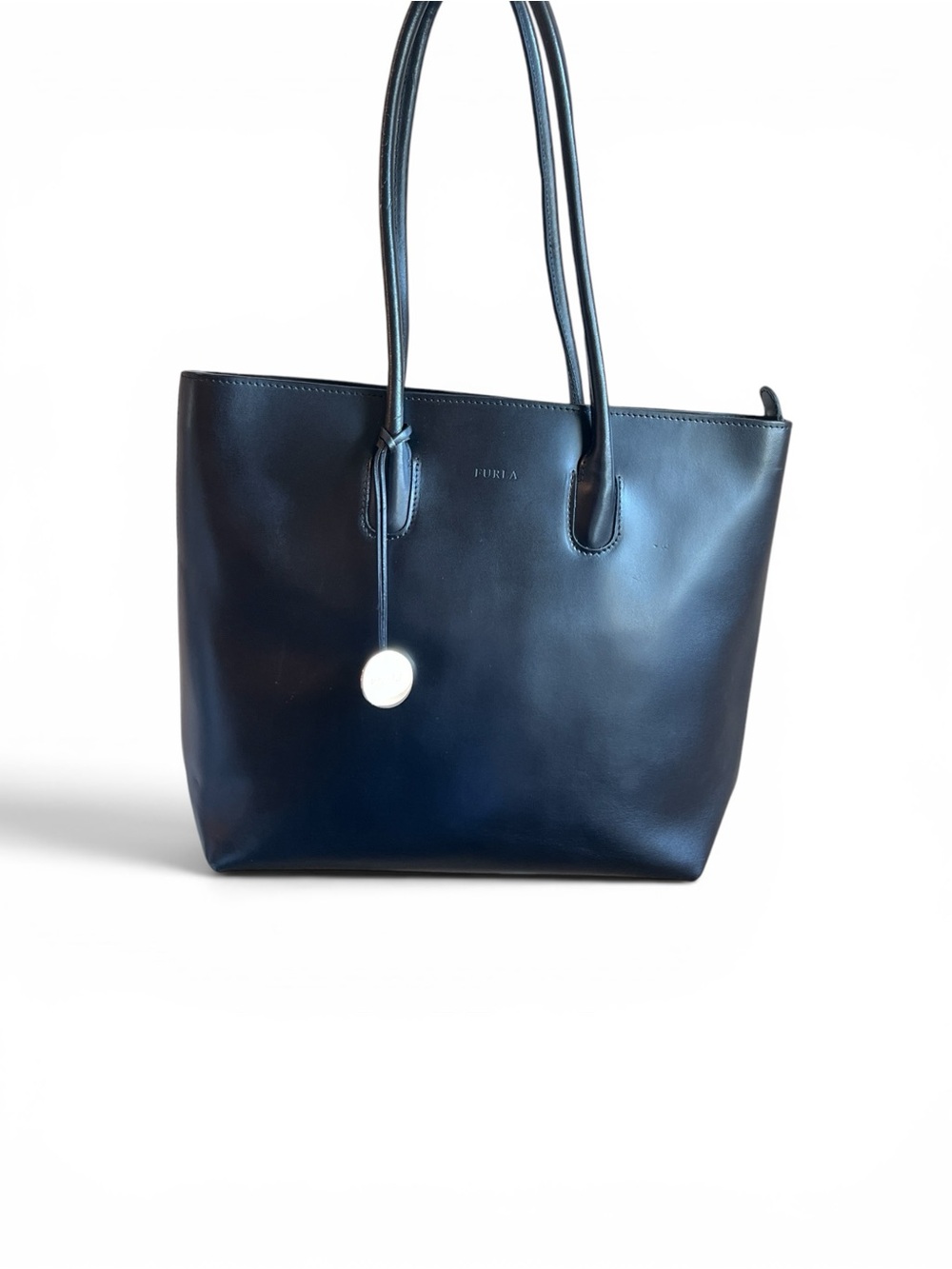 EUC Furla Black Smooth Leather Tote Bag With Dustbag & COA